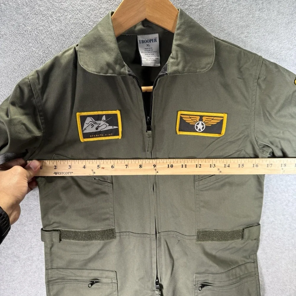Trooper Clothing Kids Flight Suit Costume Stealth F-117 Patch USA Size XL (9-10)